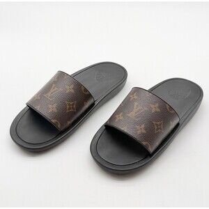 Louis Vuitton Sunbath Brown LV MonogramPool Slide Flat Mule Sandals EU 38 US 8